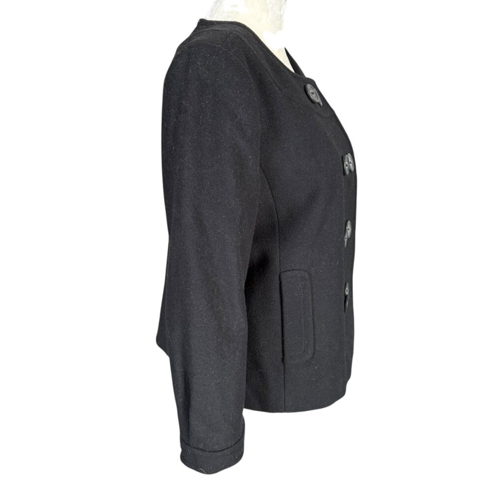 J. Crew women's black fully lined double breasted long sleeve coat - Picture 3 of 8
